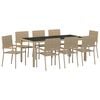 vidaXL Garten Essgruppe 9 Stk. Beige Poly-Rattan