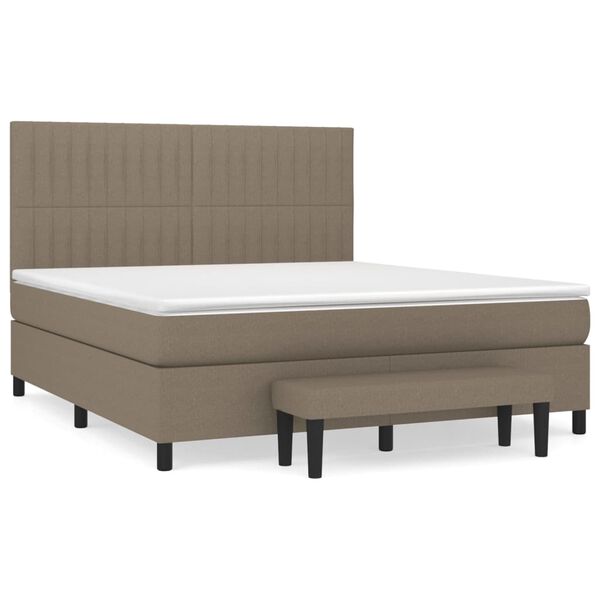 vidaXL Boxspringbett mit Matratze Taupe 160x200 cm Stoff