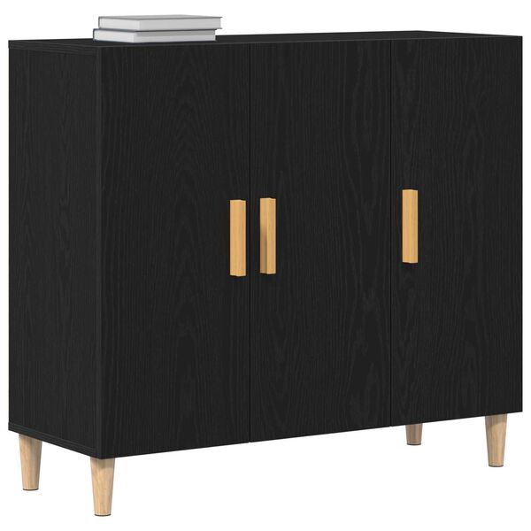 vidaXL Sideboard Schwarz Eichen-Optik 90 x 34 x 80 cm Holzwerkstoff