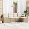vidaXL Sofa Set mit Kissen 5 pcs Beige und Wei&szlig; Poly-Rattan