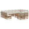 vidaXL Outdoor-Sofagarnitur 13 stk. 12-Sitzer Natur und Cremewei&szlig;