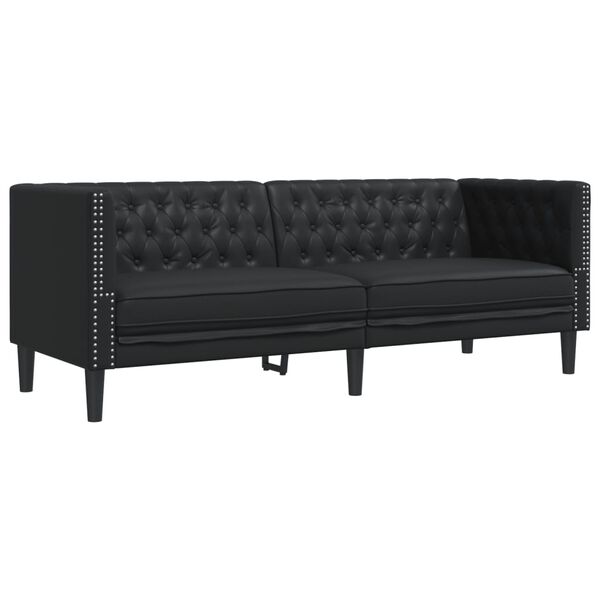 vidaXL Chesterfield-Sofa 3-Sitzer Schwarz Kunstleder