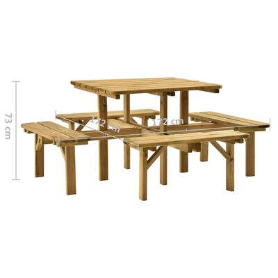 vidaXL Picknicktisch mit 4 Bänken 172x172x73cm Kiefernholz Imprägniert