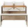vidaXL 3-tlg. Garten-Essgruppe mit Kissen Beige Poly Rattan