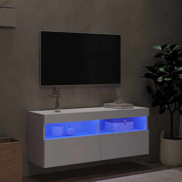 vidaXL TV-Wandschrank mit LED-Leuchten Wei&szlig; 100x30x40 cm