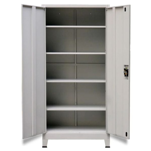 vidaXL B&uuml;roschrank mit 2 T&uuml;ren Stahl 90x40x180 cm Grau