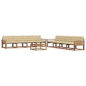 vidaXL Outdoor-Sofagarnitur mit Kissen 9 pcs Natur und Beige