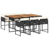 vidaXL 7-tlg. Garten-Essgruppe mit Kissen Schwarz Poly Rattan