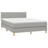 vidaXL Boxspringbett mit Matratze & LED Hellgrau 140x200 cm Stoff