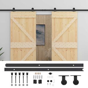 vidaXL Schiebet&uuml;r 2 stk. 100 x 210 cm Massives Kiefernholz