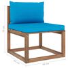 vidaXL Outdoor-Mittelsofa Paletten mit Kissen in Blau