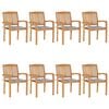 vidaXL Stapelbare Gartenst&uuml;hle mit Kissen 8 Stk. Massivholz Teak