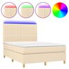 vidaXL Boxspringbett mit Matratze & LED Creme 140x200 cm Stoff