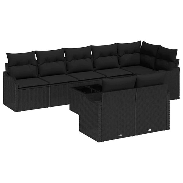 vidaXL Gartensofa-set 9 pcs Schwarz Poly-Rattan