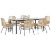 vidaXL 7-tlg. Garten-Essgruppe mit Kissen Braun Poly Rattan Glas