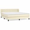 vidaXL Boxspringbett mit Matratze Creme 160x200 cm Kunstleder