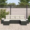 vidaXL Garten-Sofa-Set mit Kissen 4 pcs Schwarz und Creme Poly-Rattan