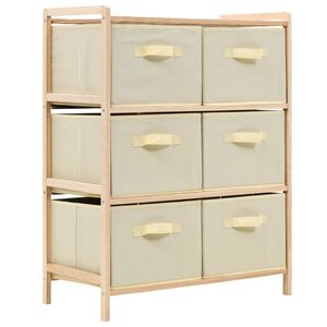 vidaXL Korb-Kommode mit 6 Stoffk&ouml;rben Zedernholz Beige