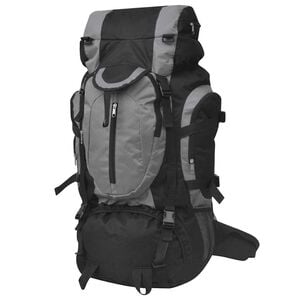 vidaXL Wanderrucksack XXL 75 L Schwarz und Grau