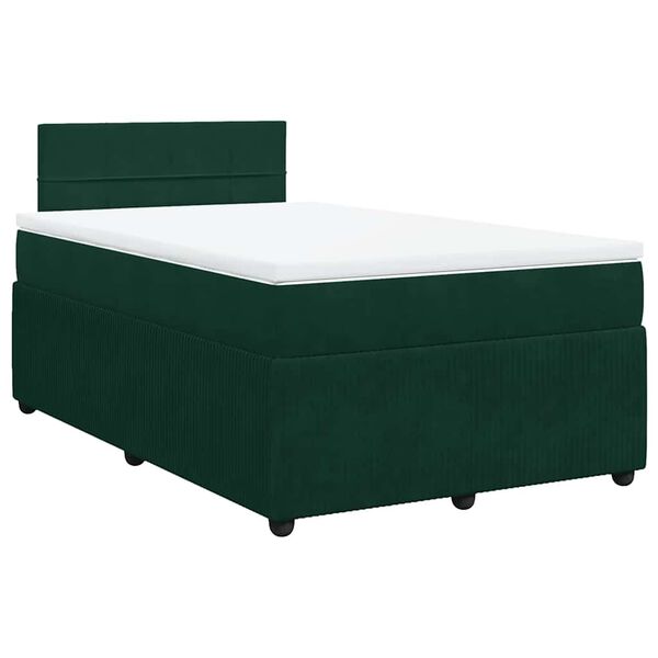 vidaXL Boxspringbett mit Matratze Dunkelgr&uuml;n 120x190 cm Samt