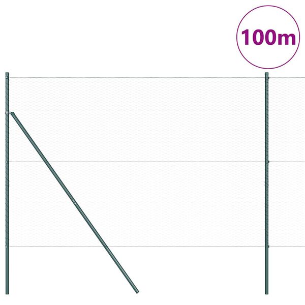 vidaXL Zaunpfosten Gr&uuml;n 100 x 1,6 m (25 mm Maschennetz) Stahl und PVC