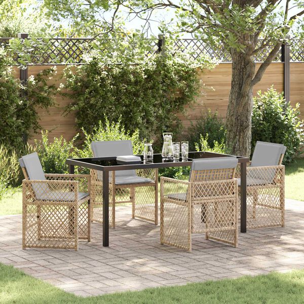vidaXL Garten Essgruppe 5 pcs Beige Poly-Rattan
