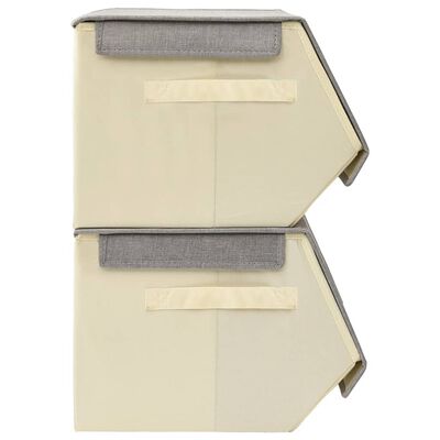 vidaXL Aufbewahrungsboxen mit Deckeln 8Stk. Stapelbar Stoff Grau Creme