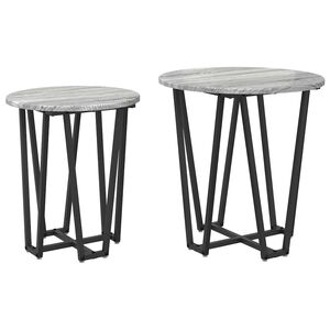 vidaXL Beistelltisch-Set 2 stk. Grau Sonoma und Schwarz
