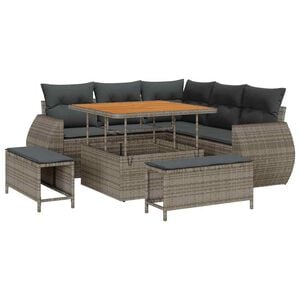vidaXL Gartensofa-set mit Kissen mit Speicher 8 pcs Grau Poly-Rattan