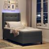vidaXL LED Boxspringbett mit Matratze Hellgrau 90 x 190 cm Stoff