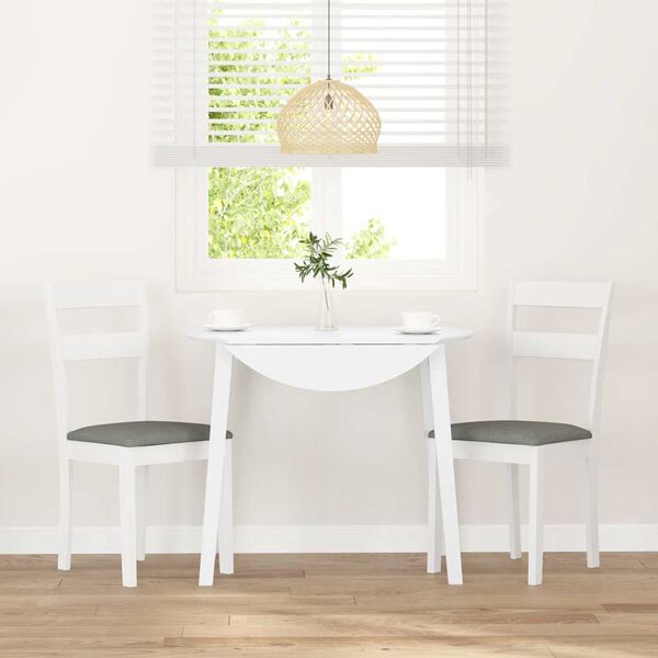 vidaXL Esszimmerstühle mit Kissen 2 Stk. Weiß Massivholz Gummibaum