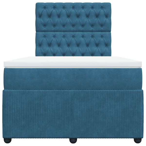 vidaXL Boxspringbett mit Matratze Dunkelblau 120x190 cm Samt