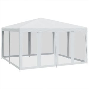 vidaXL Partyzelt mit 8 Mesh-Seitenteilen Wei&szlig; 4x4 m HDPE