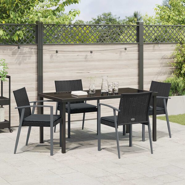 vidaXL Garten Essgruppe 5 pcs Schwarz Poly Rattan