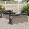 vidaXL Gartensofa-set mit Kissen 7 pcs Grau Poly Rattan