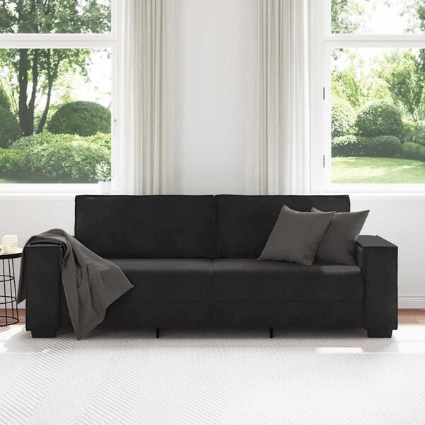 vidaXL 3-Sitzer-Sofa Schwarz 220x78x84 cm Samt