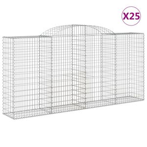 vidaXL Gabionen mit Hochbogen 25 Stk 300x50x140/160cm Verzinktes Eisen