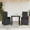 vidaXL 3-tlg. Bistro-Set mit Kissen Schwarz Poly Rattan