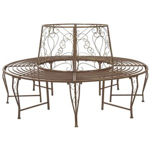 vidaXL Baumbank 8-Sitzanzahl &Oslash; 160 x 89 cm Stahl Antikbraun Rund