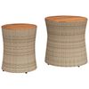 vidaXL Garten-Beistelltische 2 Stk. mit Holzplatte Beige Poly Rattan