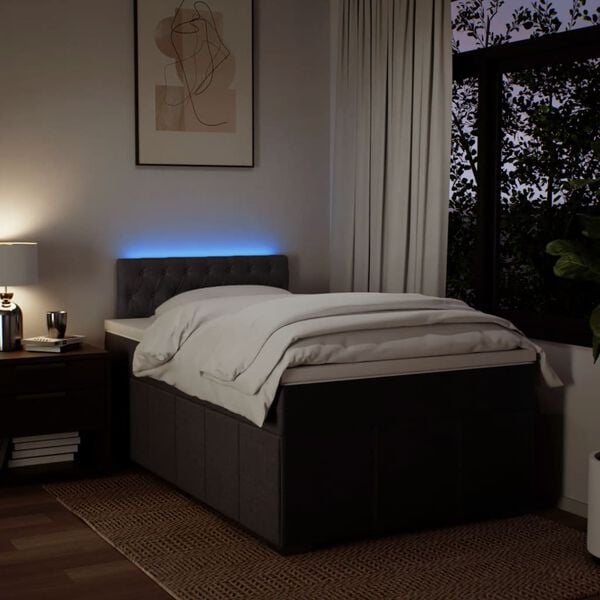 vidaXL Boxspringbett mit Matratze Dunkelbraun 120x190 cm Stoff