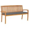vidaXL Stapelbare Gartenbank mit Auflage 159 cm Massivholz Teak
