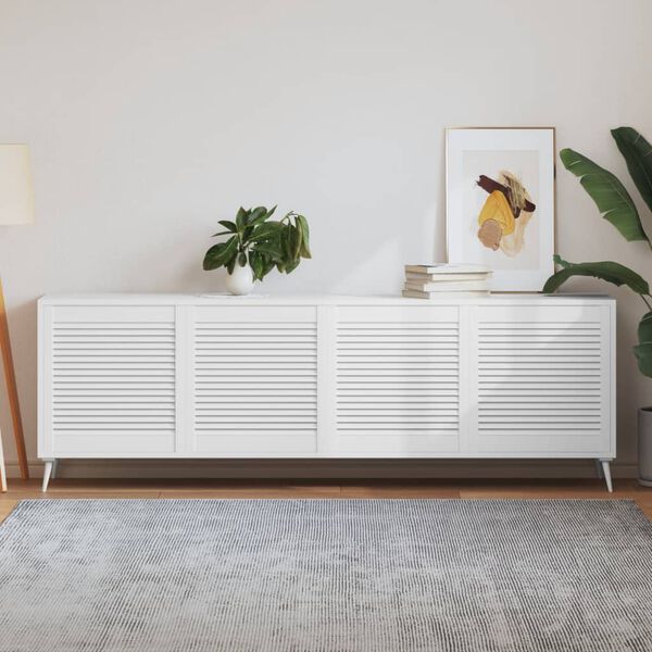 vidaXL Schrankt&uuml;ren Lamellen-Design 4 Stk Wei&szlig; 61,5x59,4 cm Massivholz