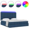 vidaXL Bett mit LED-Lichtleisten mit Kopfteil Blau 180 x 200 cm Stoff