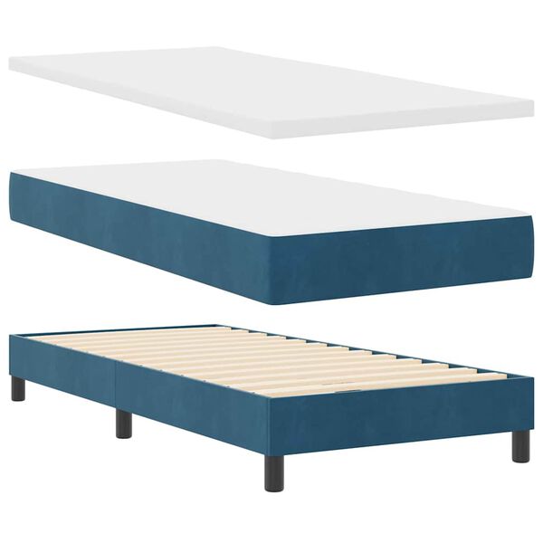 vidaXL Boxspringbett mit Matratze Dunkelblau 200 x 90 cm Polyester