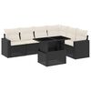 vidaXL 7-tlg. Garten-Sofagarnitur mit Kissen Schwarz Poly Rattan