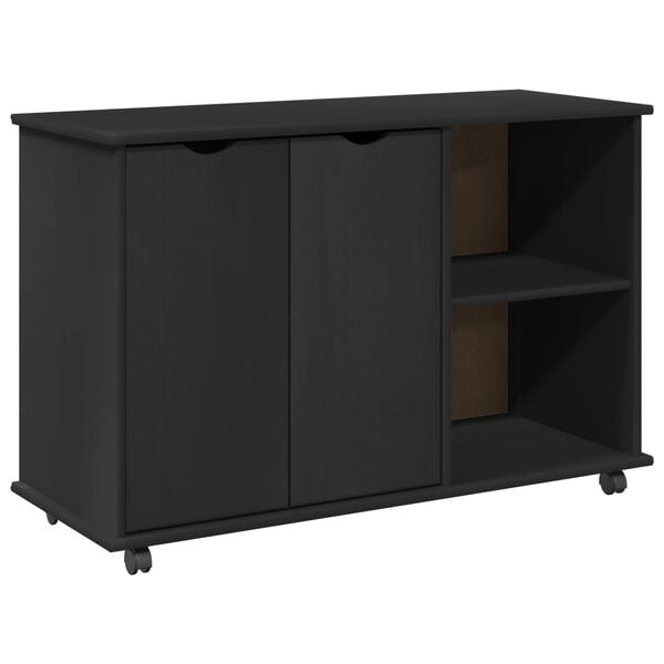 vidaXL Rollschrank Schwarz 100 x 39 x 65,5 cm Massivholz Kiefer