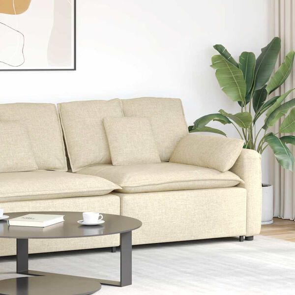 vidaXL Modulares Sofa Endmodul mit Armlehne Kissen Creme 100 cm