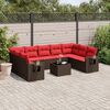 vidaXL 10-teiliges Gartensofa-Set mit Kissen, braun, Polyrattan