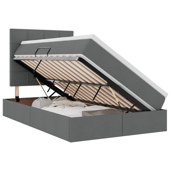 vidaXL Bett mit Stauraum und LED Dunkelgrau 120 x 190 cm Polyester